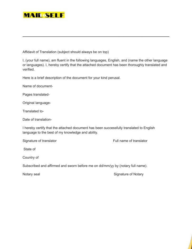Affidavit of Translation How To, Templates & Examples Mail To Self