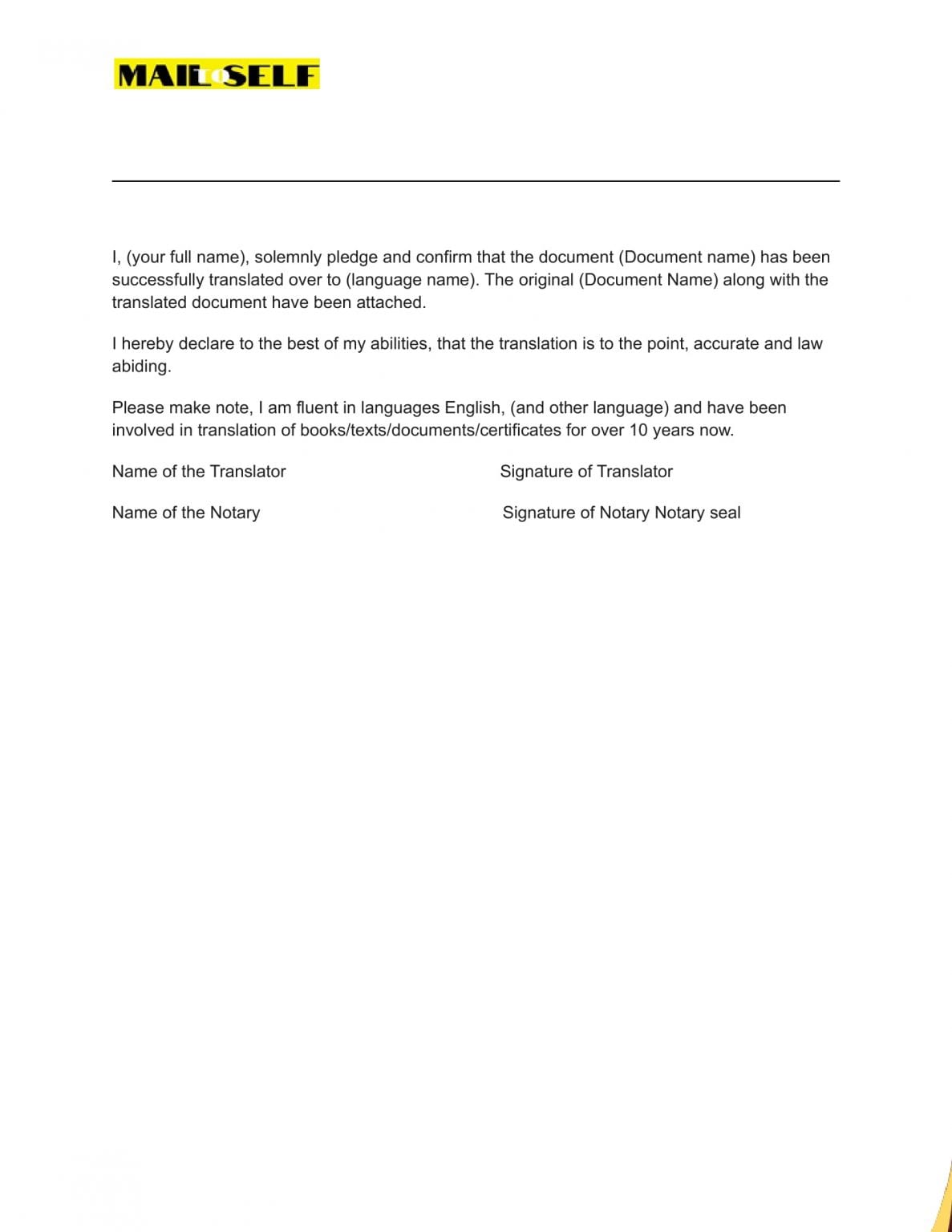 Affidavit of Translation How To, Templates & Examples Mail To Self