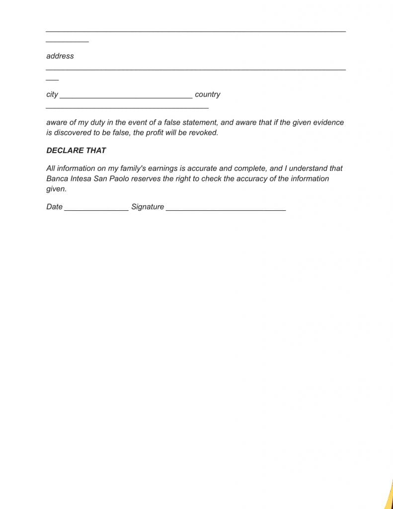 Sample #4 for Income Affidavit For Tax Purposes