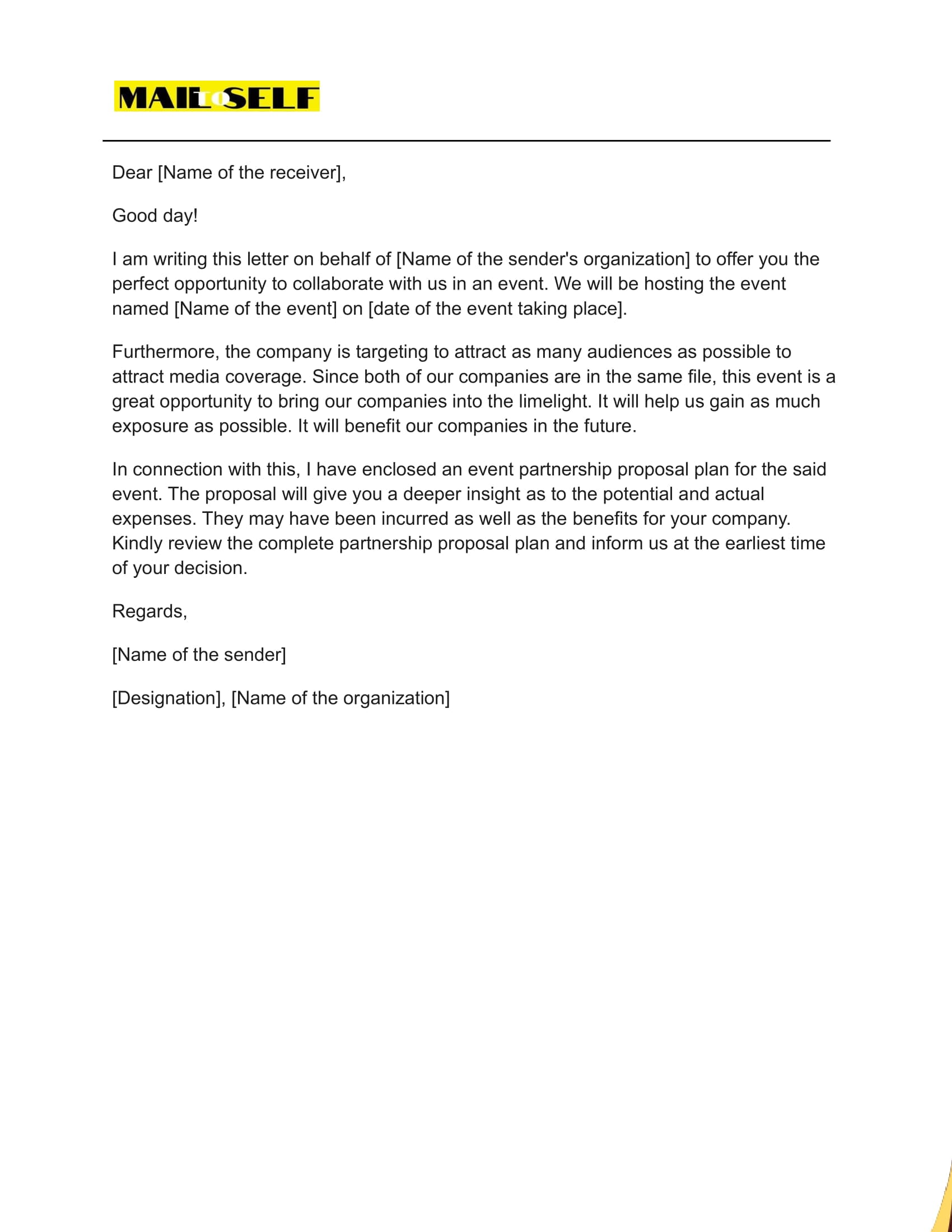 Collaboration Letter for SMBs How To, Templates & Examples Mail To Self