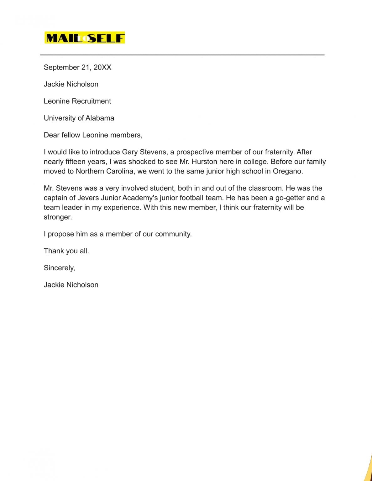Fraternity Letter Of Recommendation How To Templates Examples 