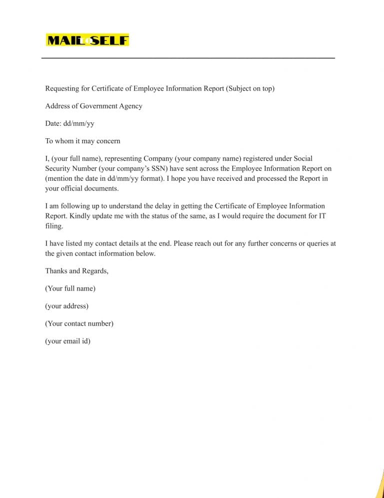 Certificate of employee information report how to templates
