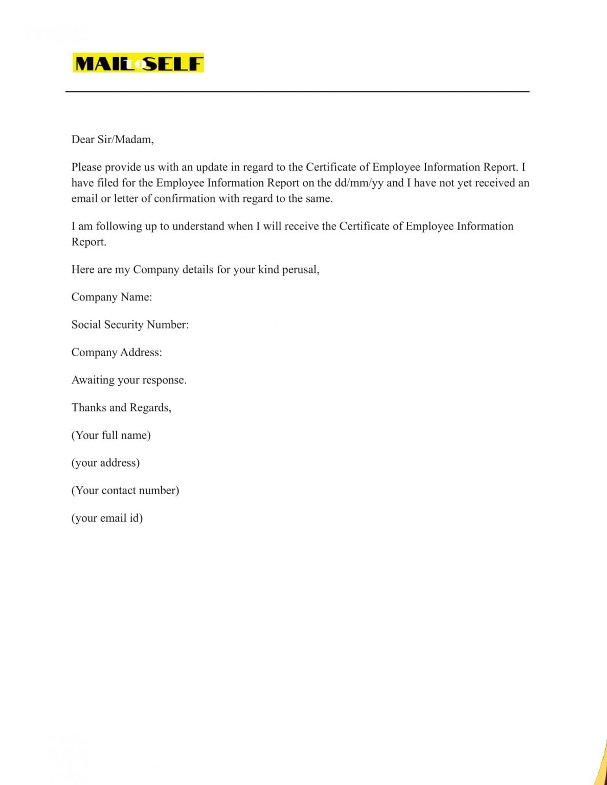 Certificate of employee information report how to templates