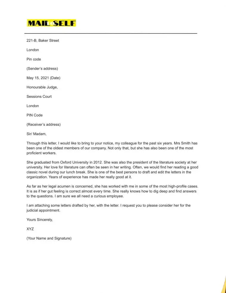 Letter Of For Judicial Appointment How To, Templates