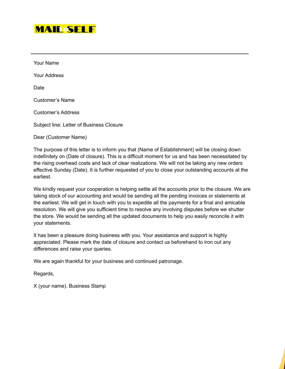 application letter for closure of locker