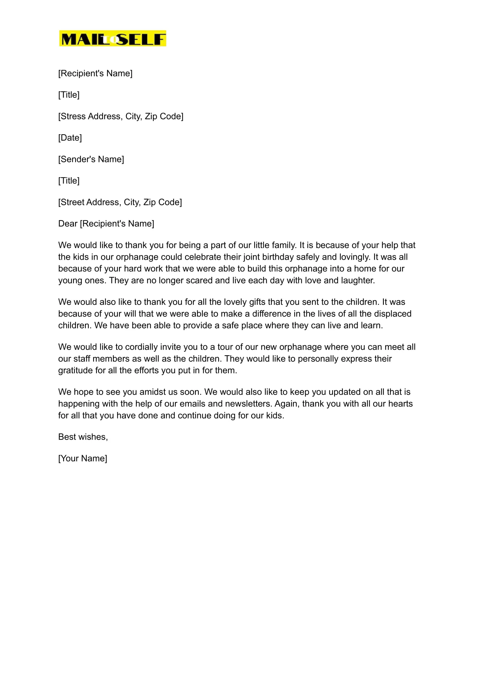 Sample #2 for Social worker thank you letter