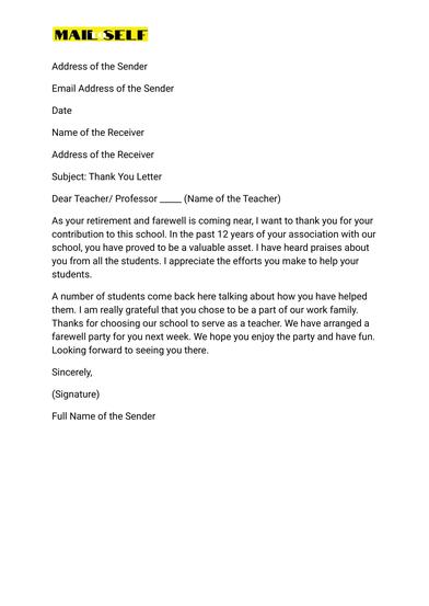 Thank You Letter To Retiring Teacher How To Templates Examples Mail To Self Thank You Letter To Retiring Teacher How To Templates Examples Mail To Self