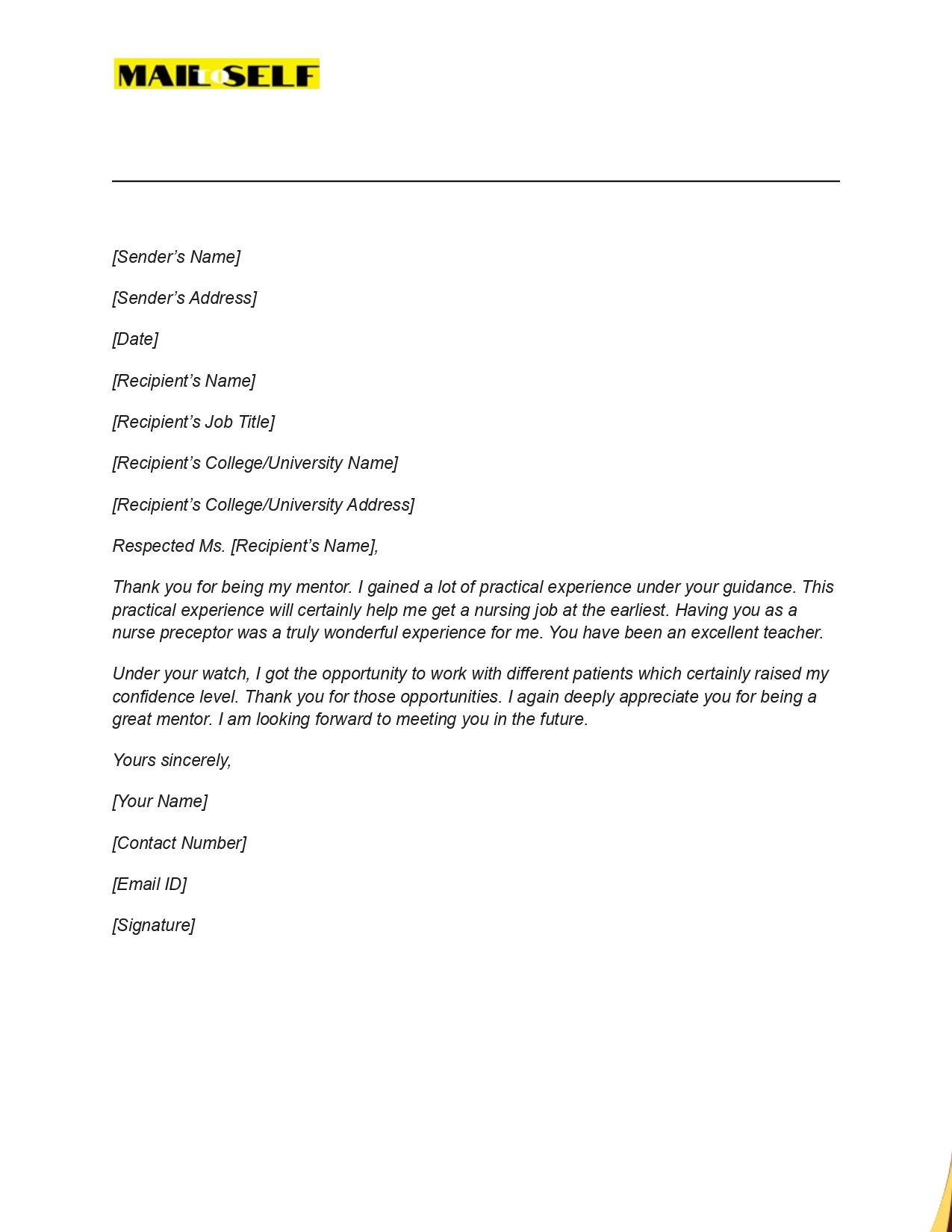 Preceptor Thank You Letter Sample #5 Sample #5 for Preceptor Thank You Letter