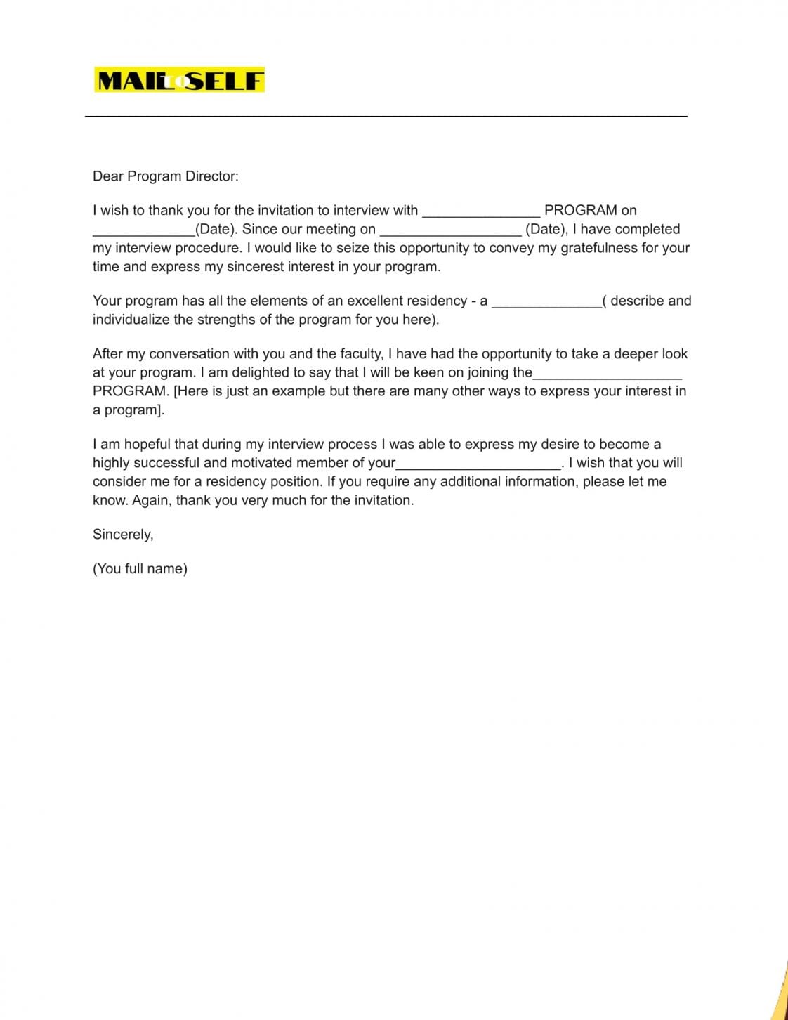 Thank You Letter After Residency Interview How To, Templates