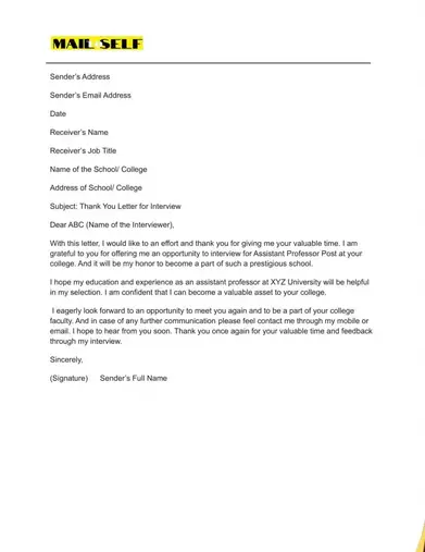 Thank You Letter After Teacher Interview How To Templates Examples Mail To Self