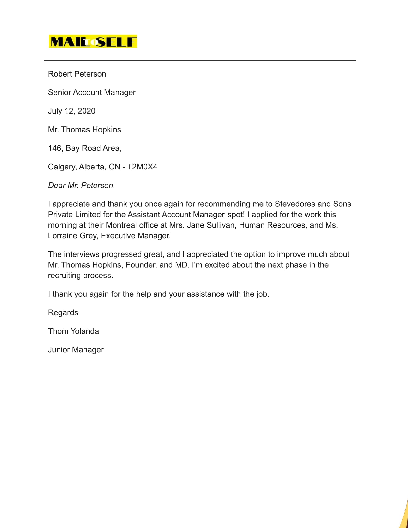 Thank You Letter For Job Referral How To, Templates & Examples Mail