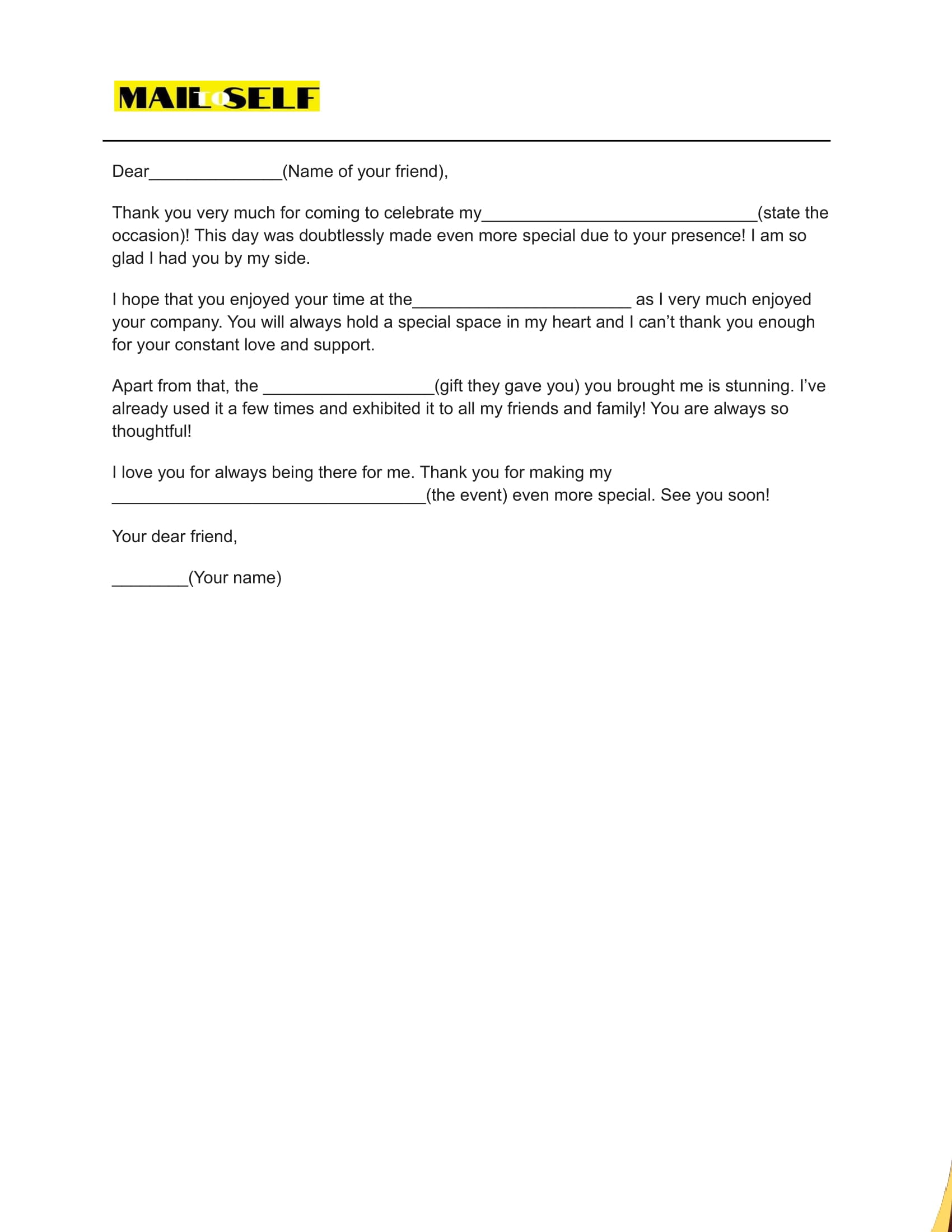 Thank You Letter To A Friend: How To, Templates & Examples | Mail To Self