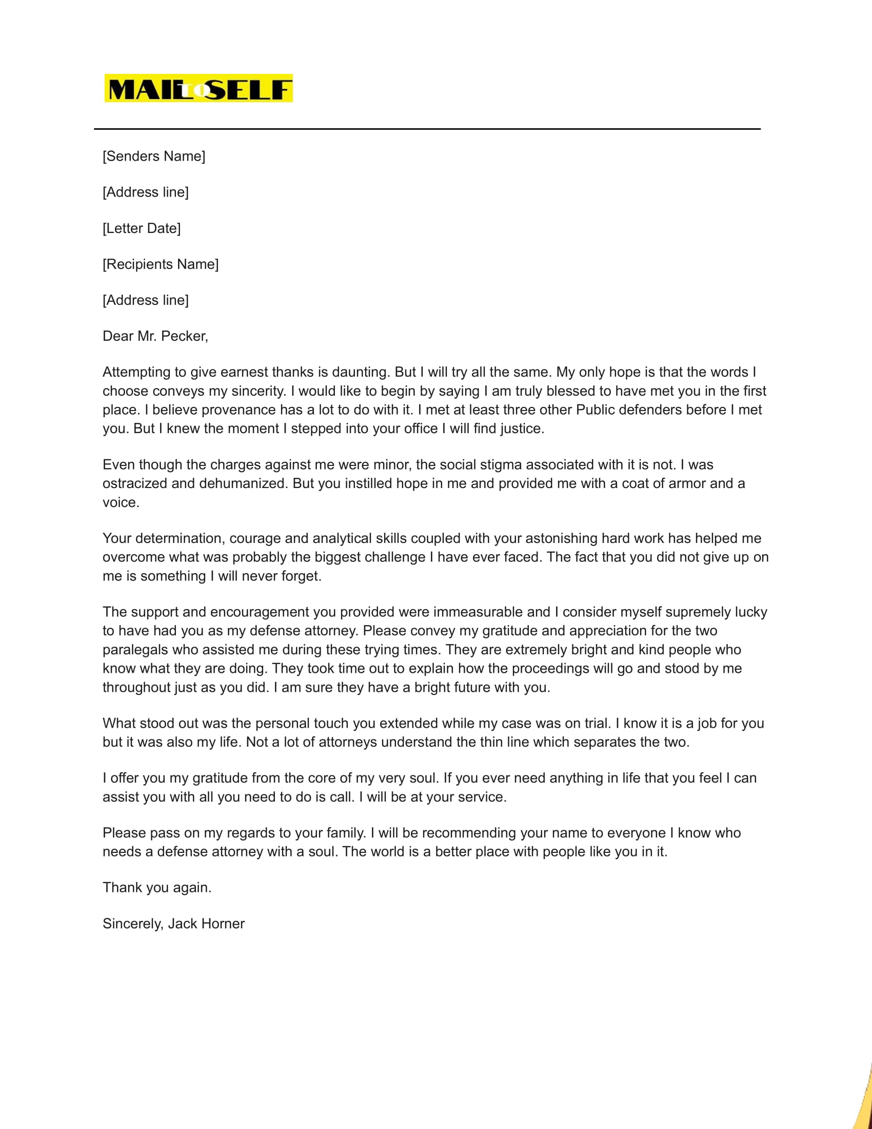 Thank You Letter To Attorney For Services Rendered How To, Templates