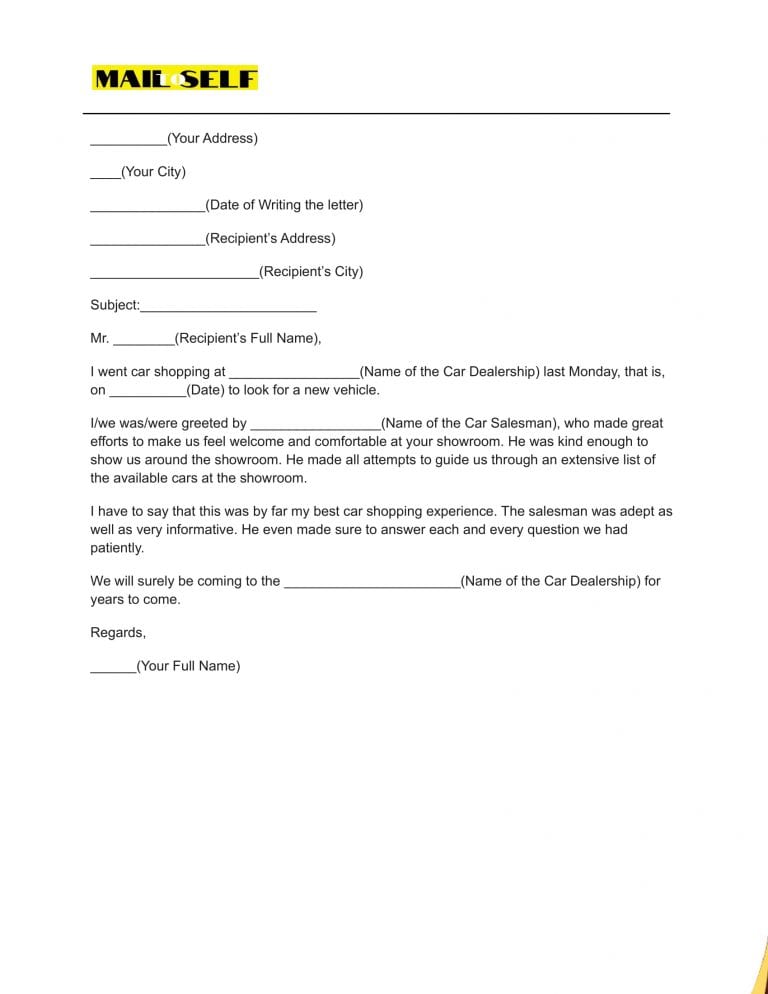 Thank You Letter To Car Salesman How To, Templates & Examples Mail