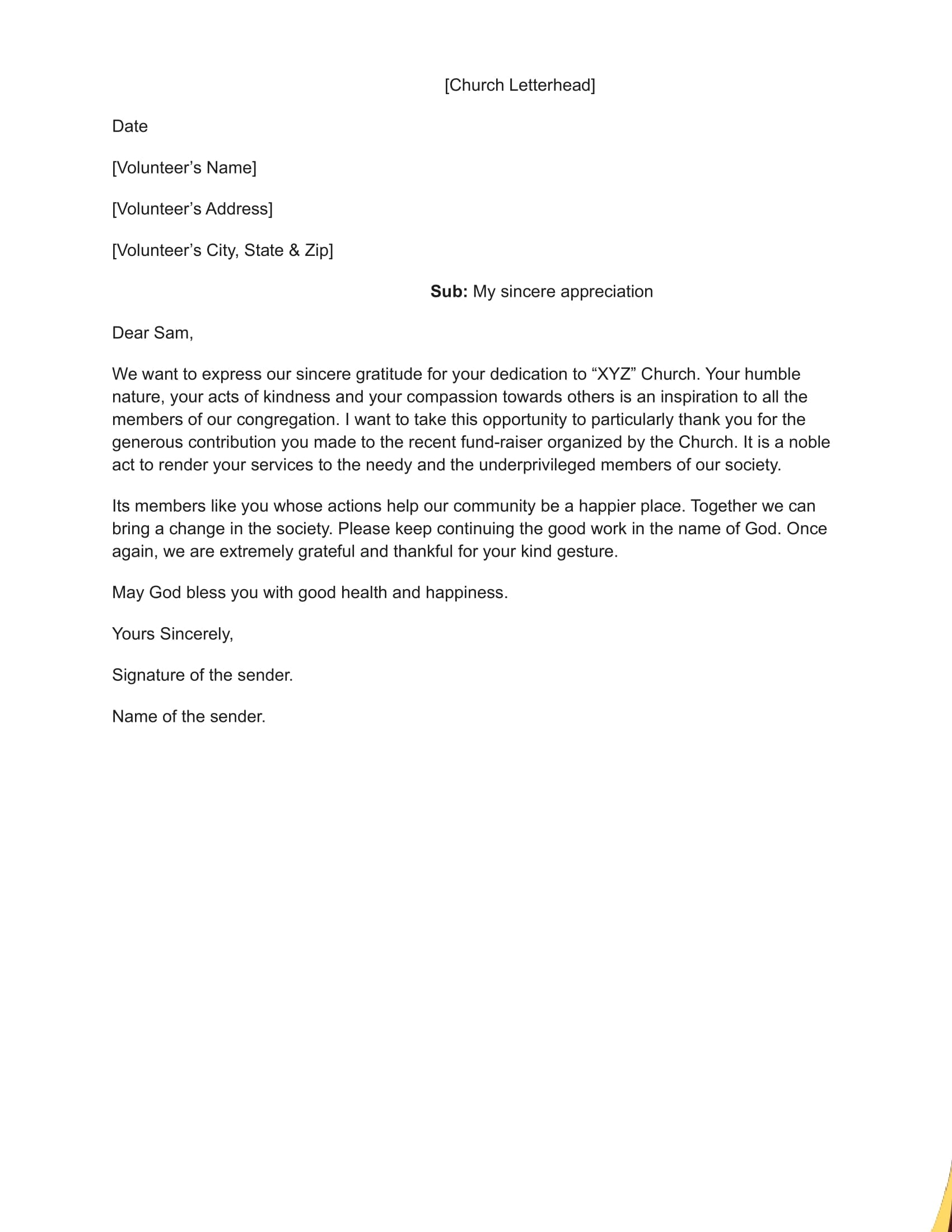 Thank You Letter To Church Volunteers How To, Templates & Examples