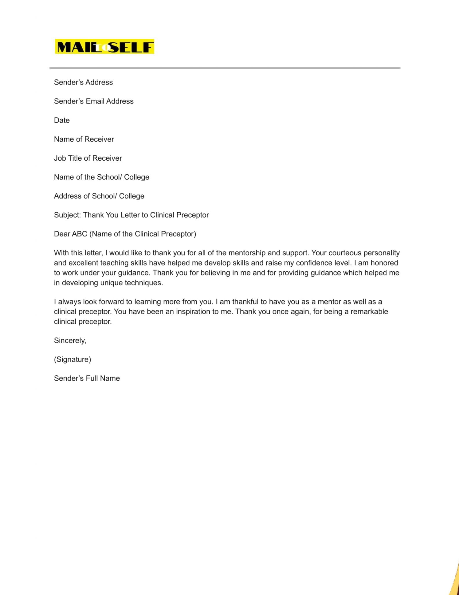 Thank You Letter To Clinical Preceptor How To, Templates & Examples