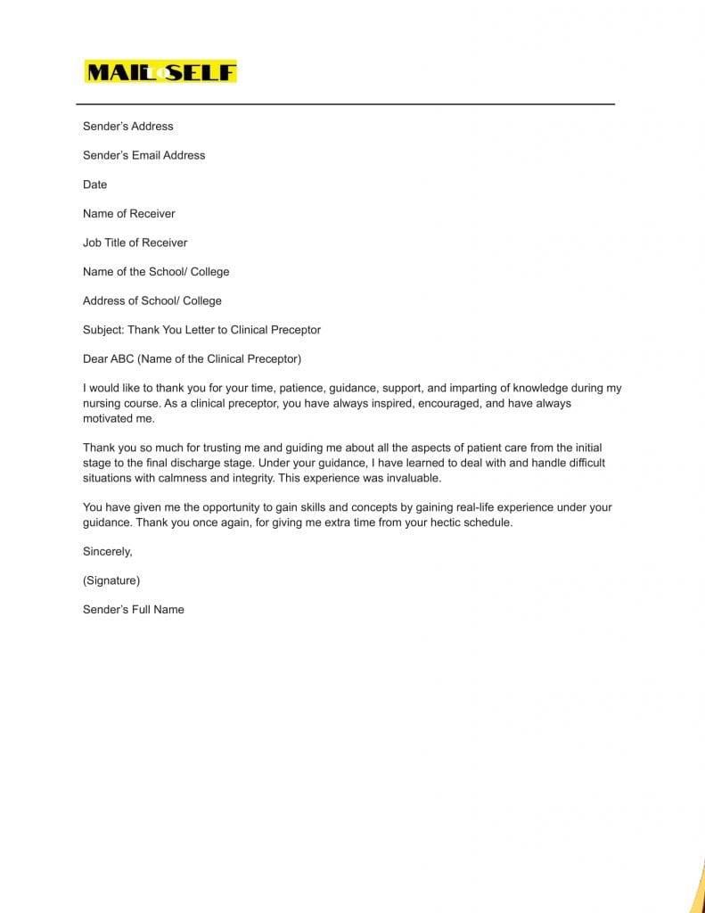 Sample #3 Thank You Letter To Clinical Preceptor