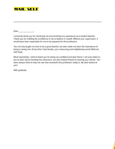 Thank You Letter To Cooperating Teacher How To Templates Examples Mail To Self