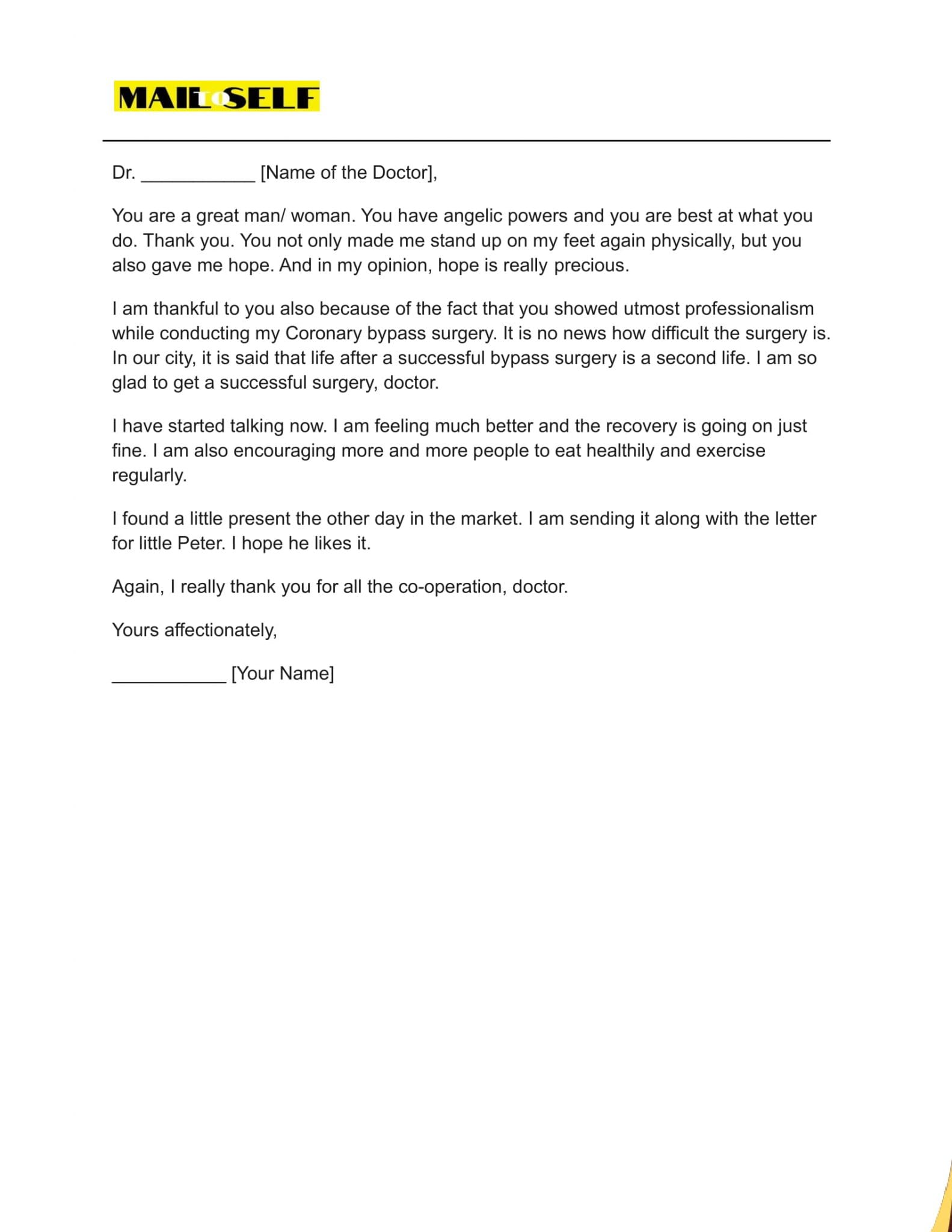 Thank You Letter To Doctor After Surgery How To, Templates & Examples