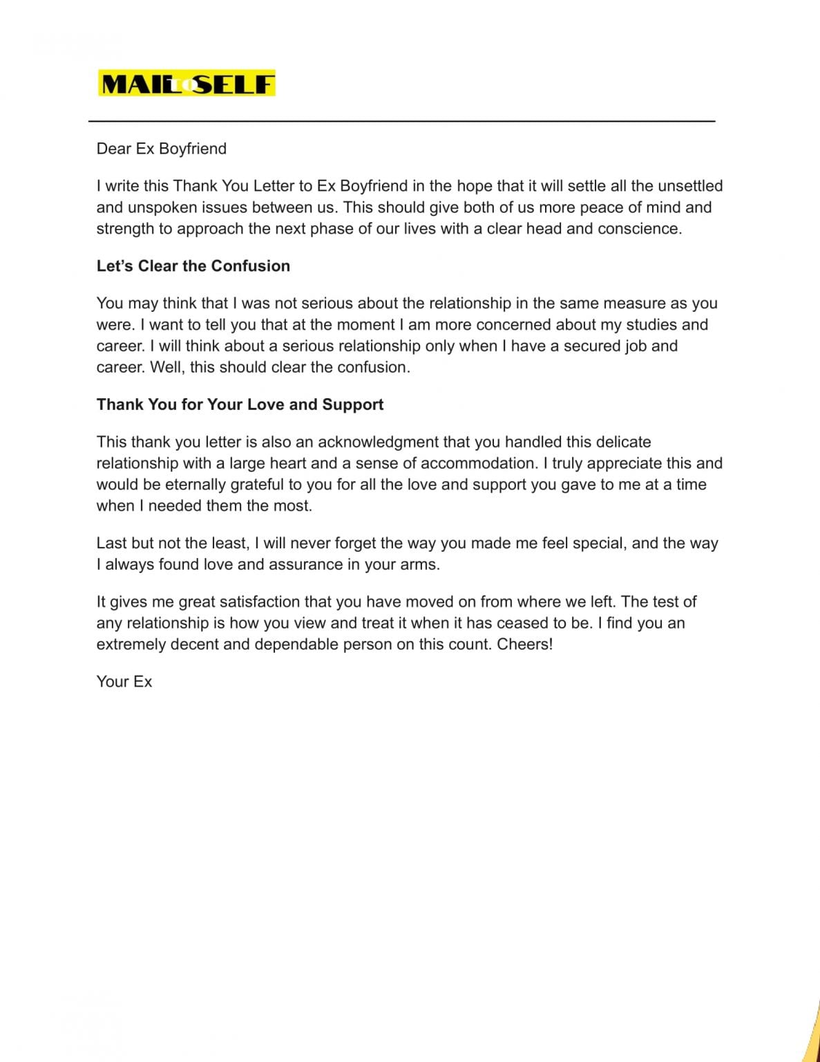 Thank You Letter To Ex Boyfriend How To, Templates & ; Examples Mail