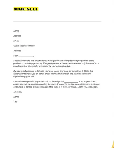 Thank You Letter To Guest Speaker How To Templates Examples Mail To Self