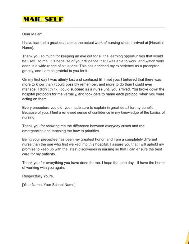 Thank You Letter To A Nurse Preceptor How To, Templates & Examples