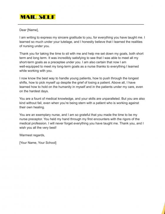 Thank You Letter To A Nurse Preceptor How To, Templates & Examples