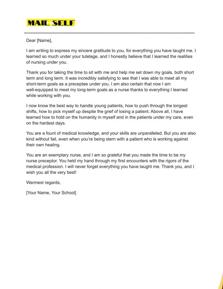 Thank You Letter To A Nurse Preceptor How To, Templates & Examples