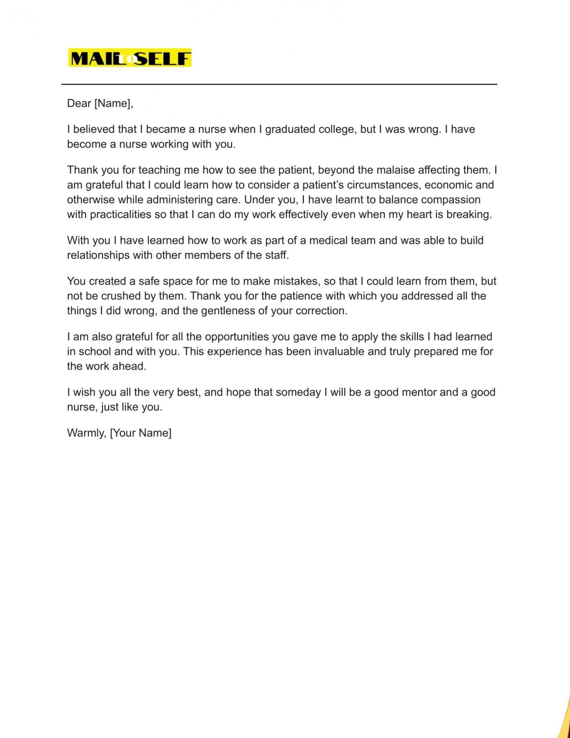 Thank You Letter To A Nurse Preceptor How To, Templates & Examples