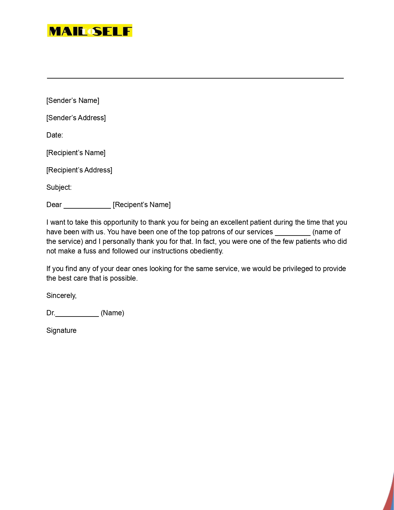 Thank You Letter to Patients From Doctor Sample #2 Sample #2 for Thank You Letter to Patients From Doctor