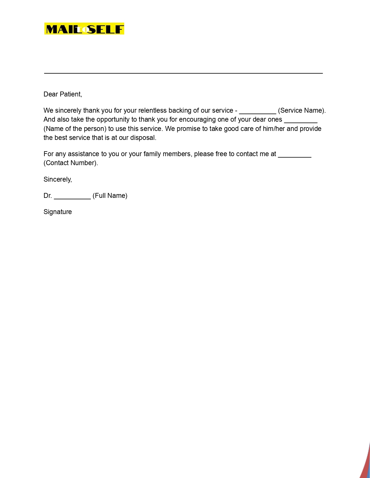 Thank You Letter to Patients From Doctor Sample #3 Sample #3 for Thank You Letter to Patients From Doctor
