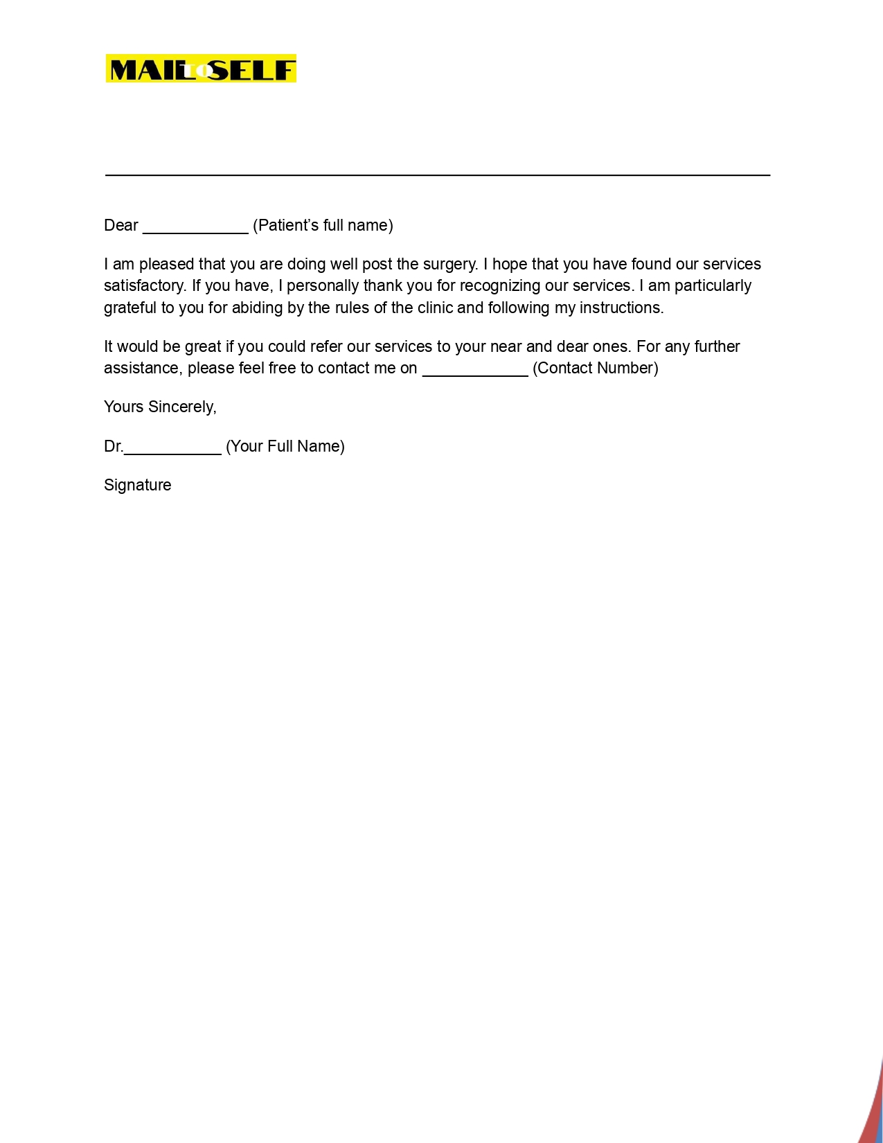 Thank You Letter to Patients From Doctor Sample #4 Sample #4 for Thank You Letter to Patients From Doctor