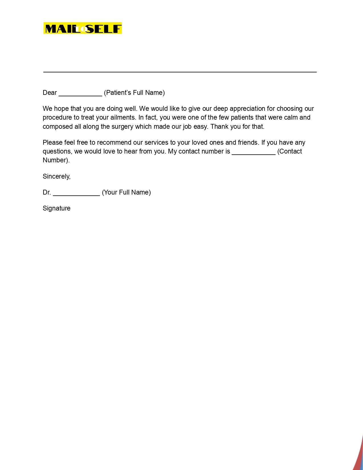 Thank You Letter to Patients From Doctor Sample #5 Sample #5 for Thank You Letter to Patients From Doctor