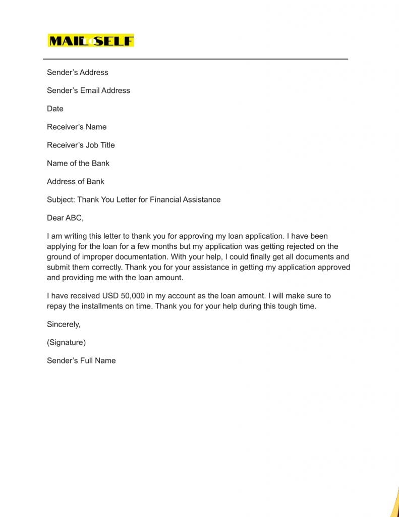 Thank You Letter for Financial Support Sample #2 Sample #2 for Thank You Letter for Financial Support