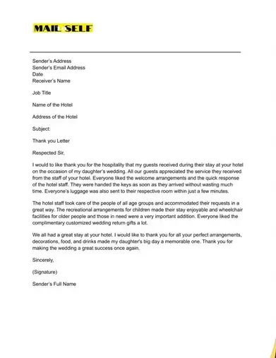 Thank You Letter For Hospitality How To Templates Examples Mail To Self