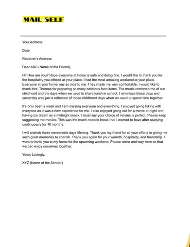 Thank You Letter For Hospitality How To Templates Examples Mail To Self