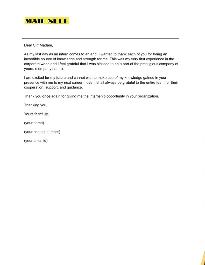 Sample 4 Thank You Letter for Internship Offer
