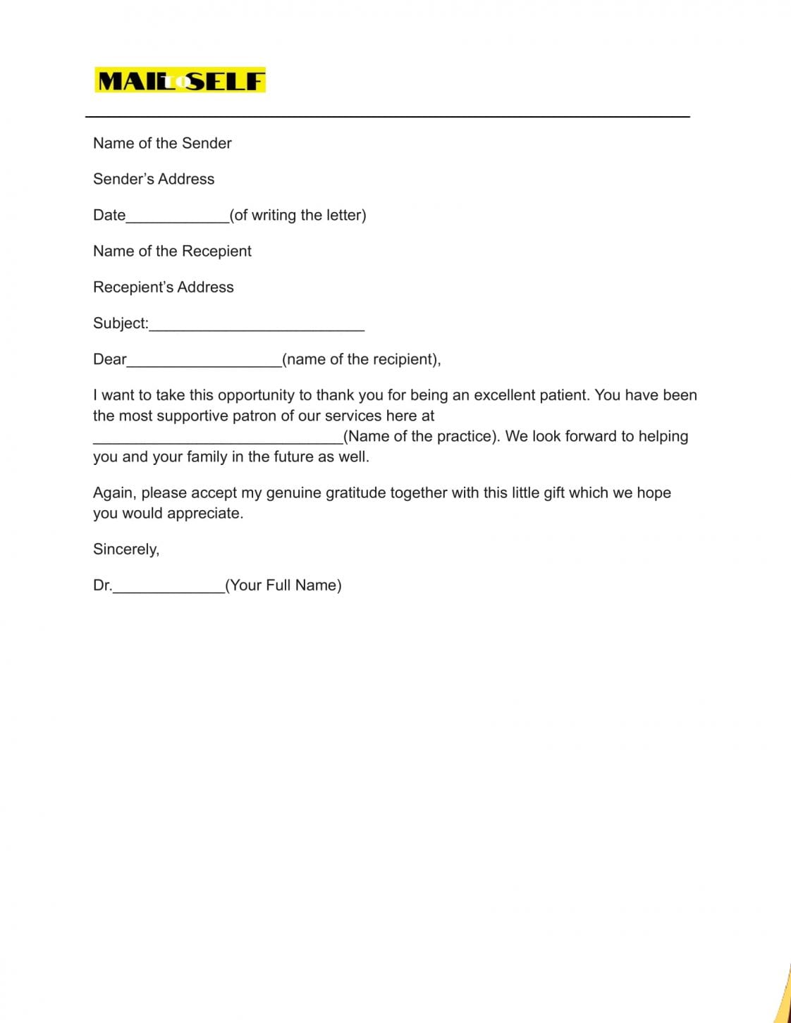 Thank You Letter To Patients How To, Templates & Examples Mail To Self