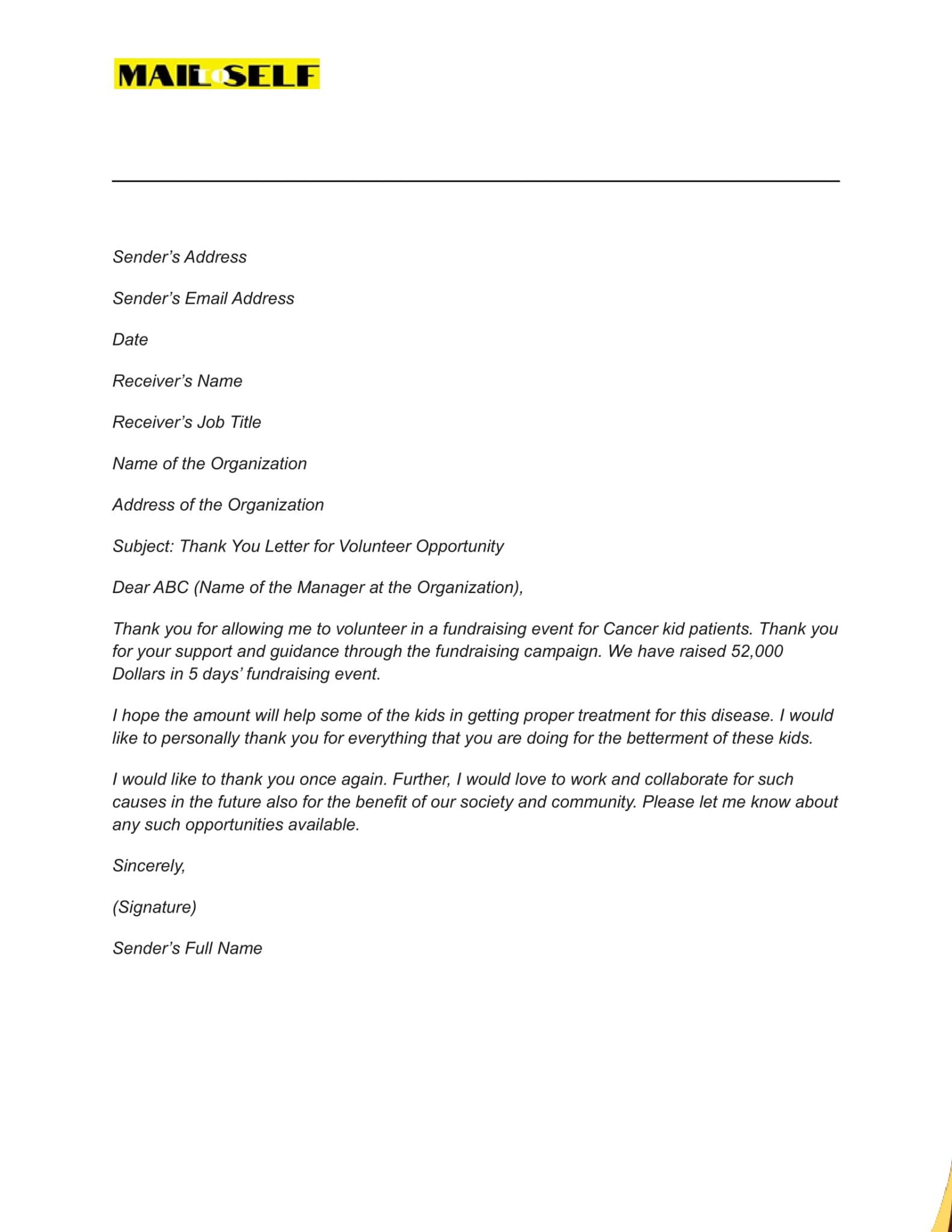 Thank You Letter for Volunteer Opportunity How To, Templates