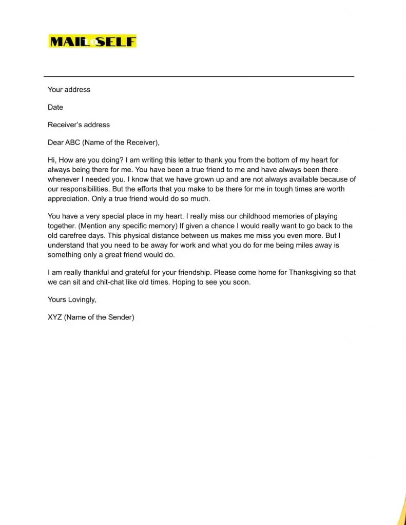 Thank You Letter to Friends Sample #2 Sample #2 for Thank You Letter to Friends