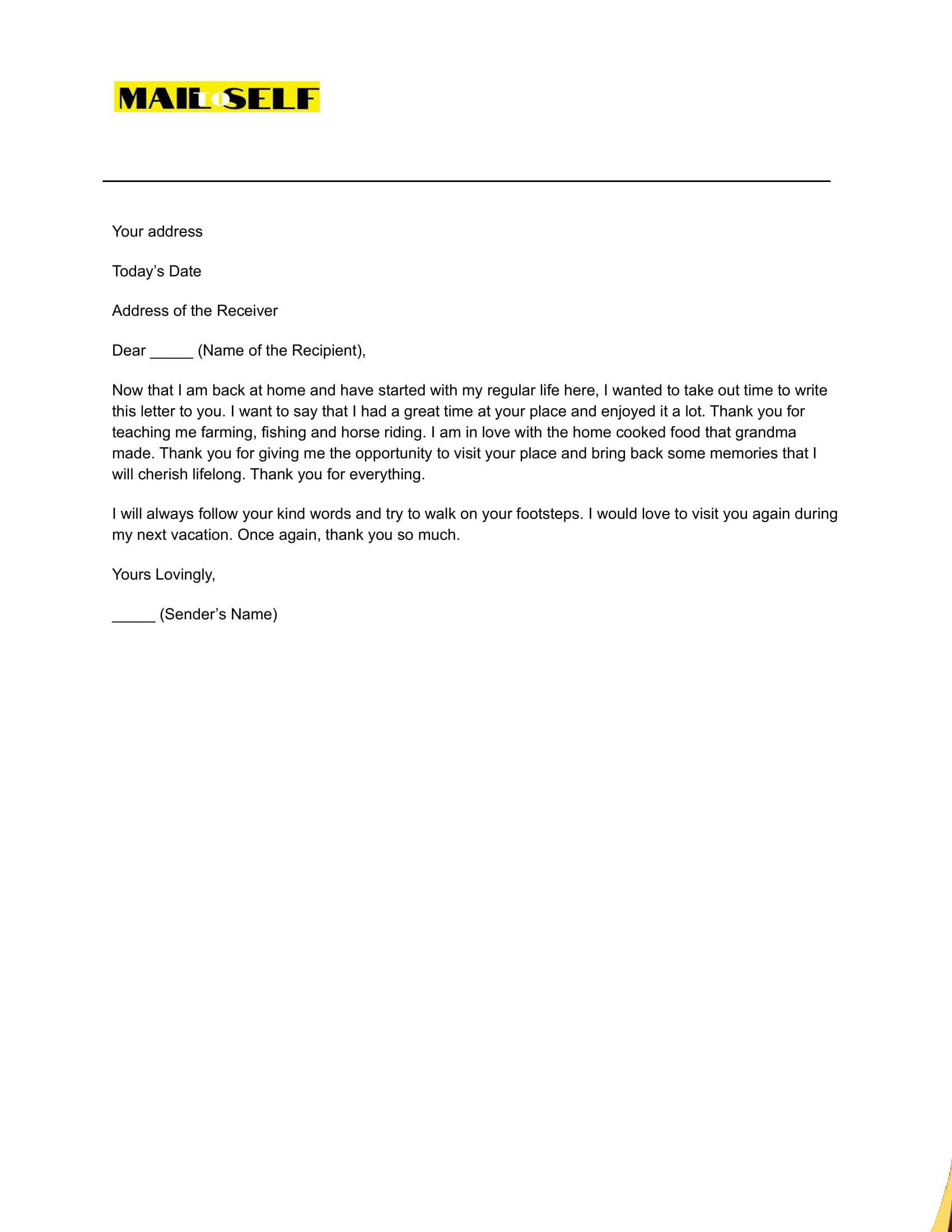 Sample #4 Thank You Letter to Grandpa