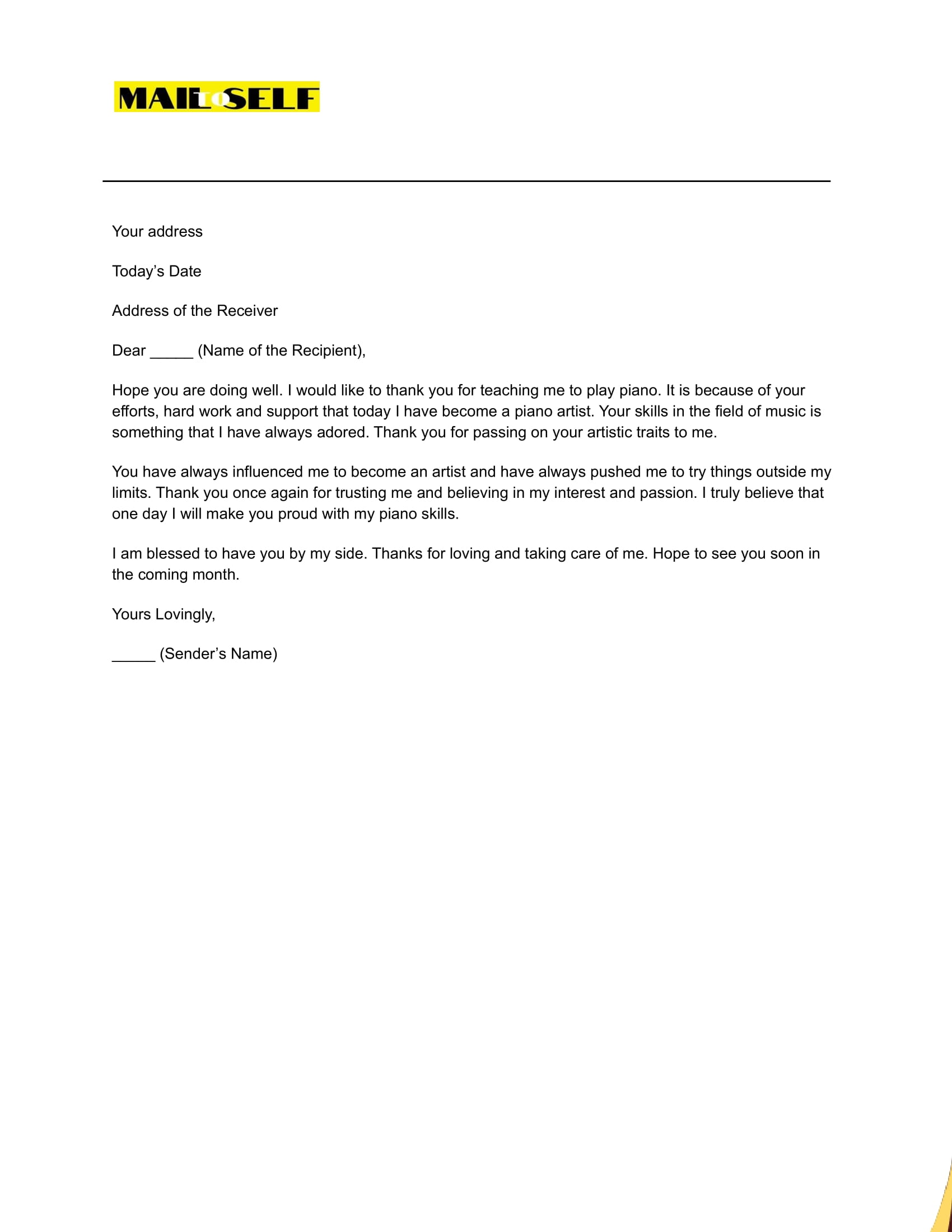Sample #5 Thank You Letter to Grandpa