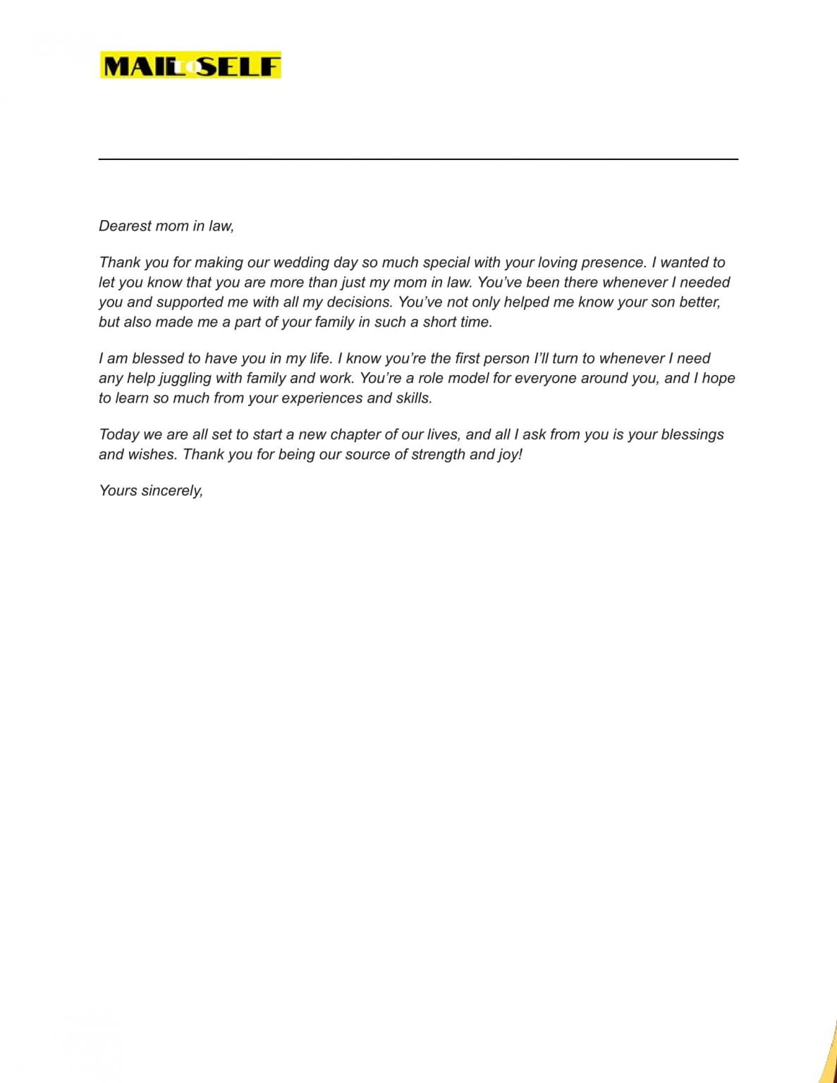 Thank You Letter to Mother in Law on Wedding Day: How To Templates