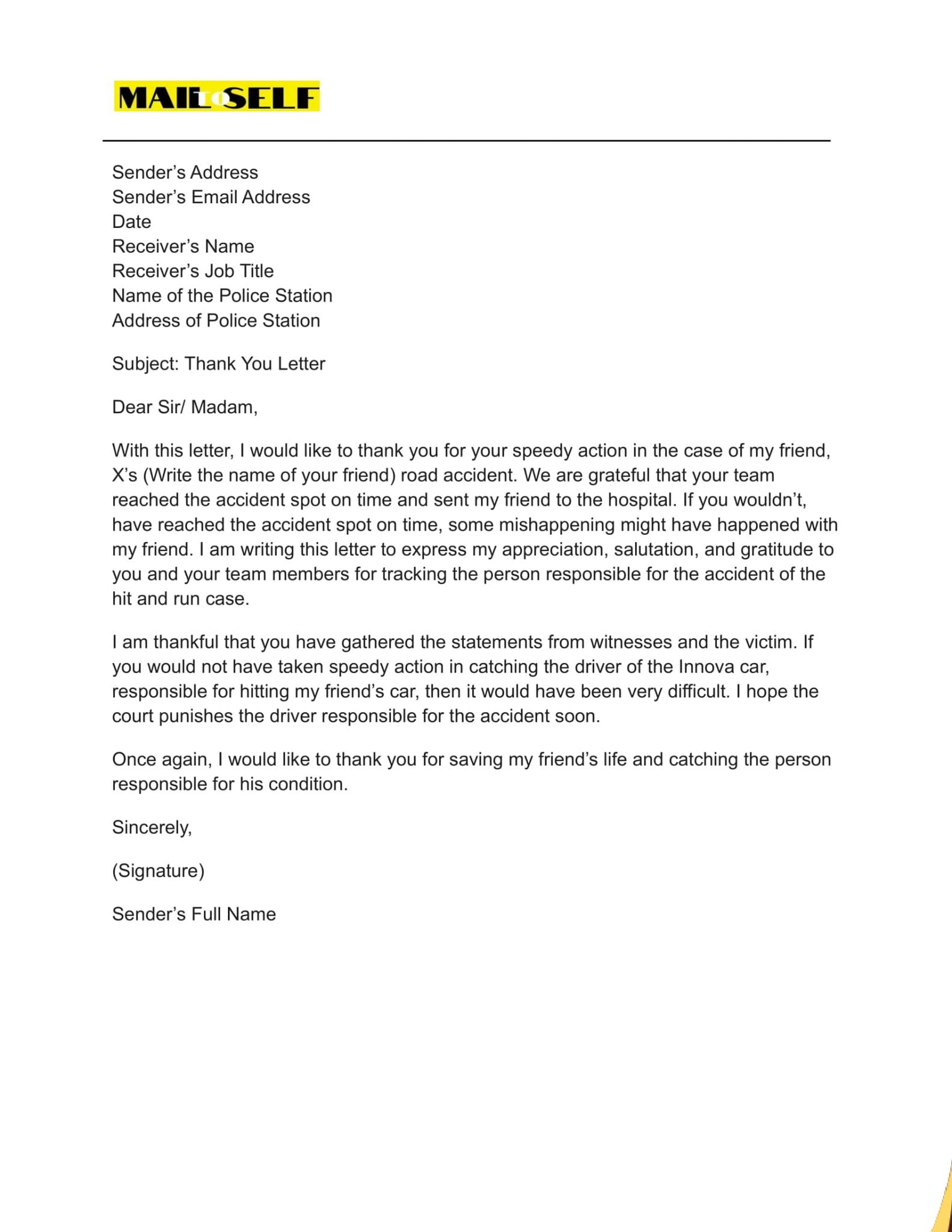 Thank You Letter to Police Officer How to, Templates & Examples Mail