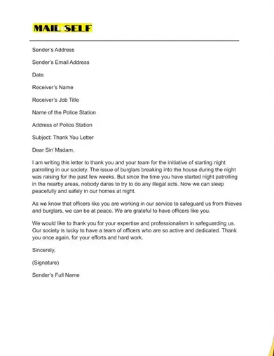 Thank You Letter To Police Officer How To Templates Examples Mail To Self