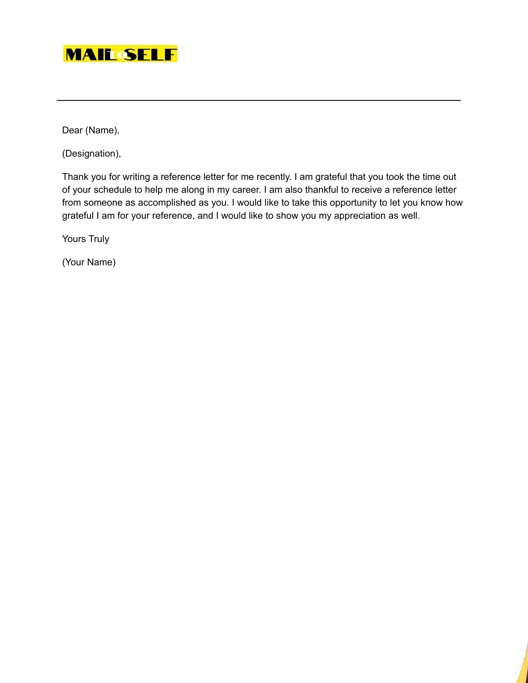Sample #1 Thank You for Reference Letter