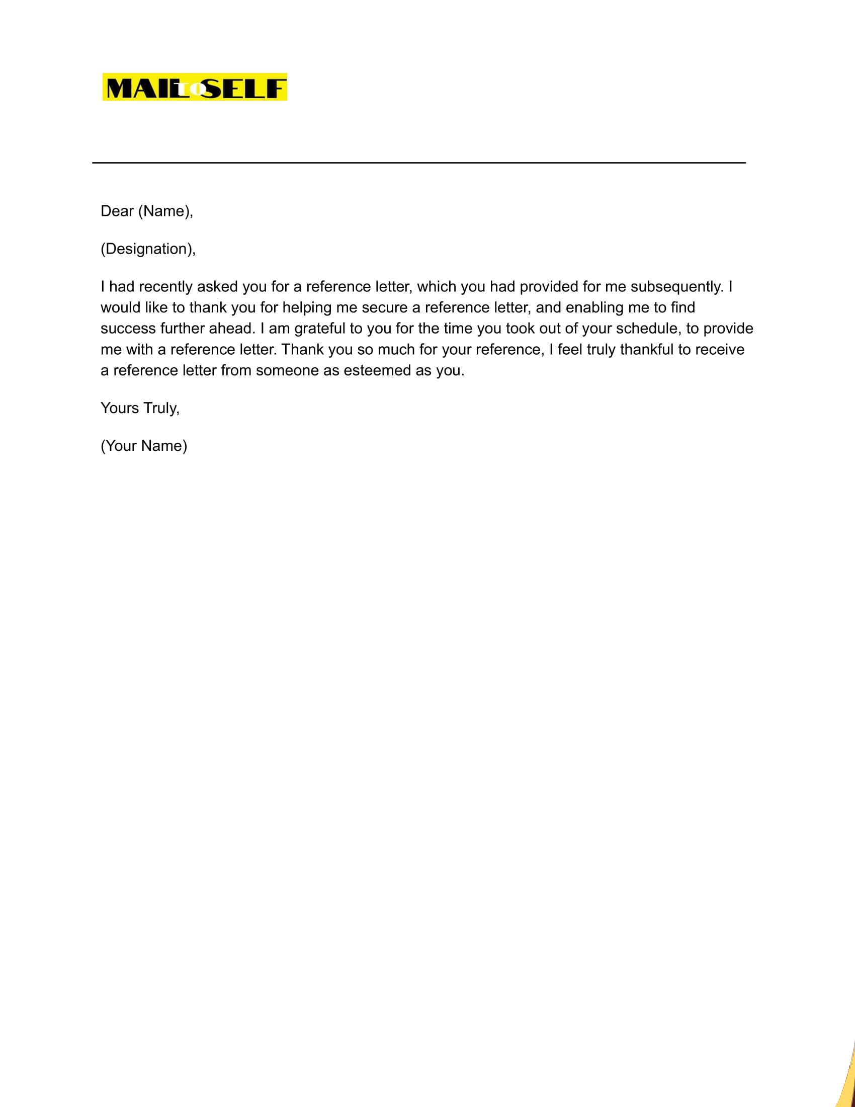 Sample #2 Thank You for Reference Letter