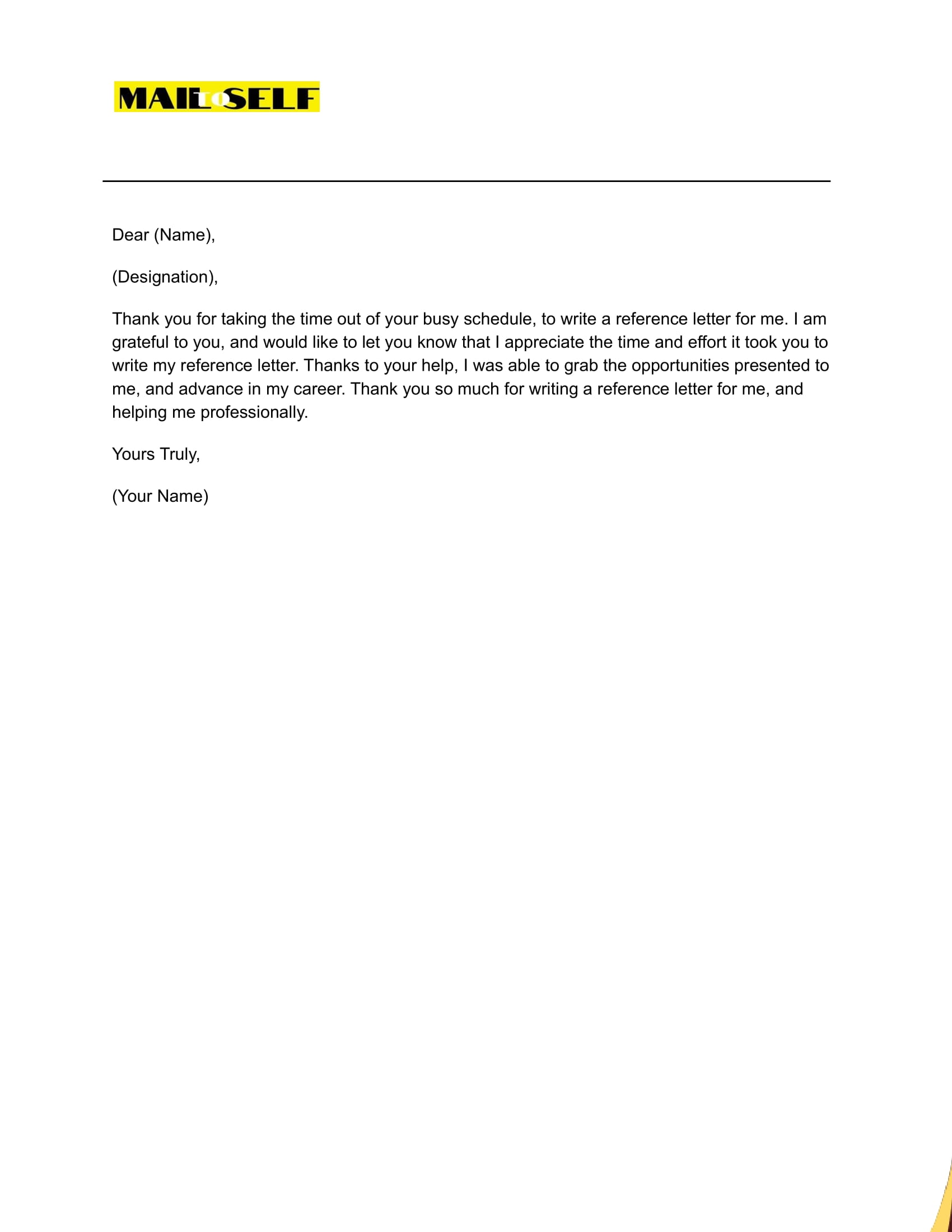 Sample #4 Thank You for Reference Letter