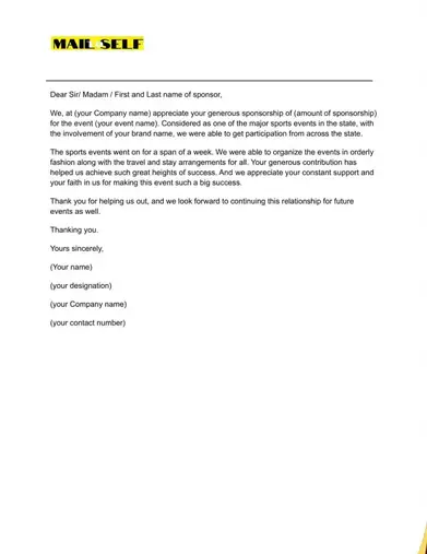 Thank You Quotes For Sponsors Thank You Letter For Sponsorship: How To, Templates & Examples | Mail To  Self